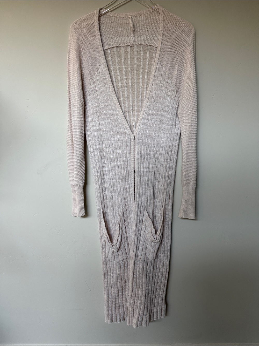 Free people Cream Tan Maxi Sweater Duster s M